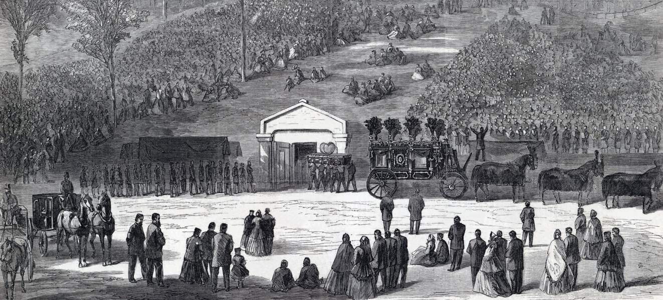 President Lincoln's Interment, Oak Ridge, Springfield, Illinois, May 4, 1865, artist's impression, zoomable image, detail