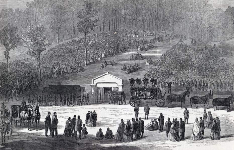 President Lincoln's Interment, Oak Ridge, Springfield, Illinois, May 4, 1865, artist's impression, zoomable image