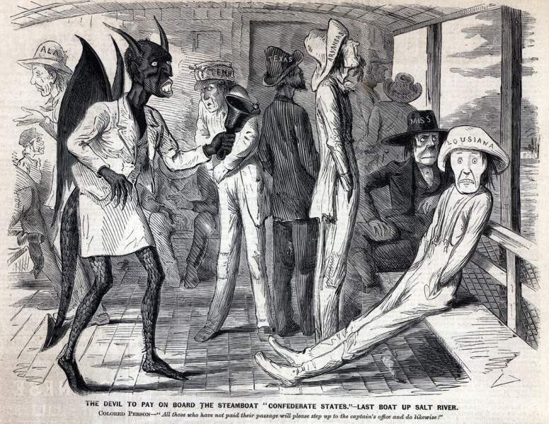"The Devil to Pay on the steamboat 'Confederate States' - Last Boat up Salt River," cartoon, June 7, 1862