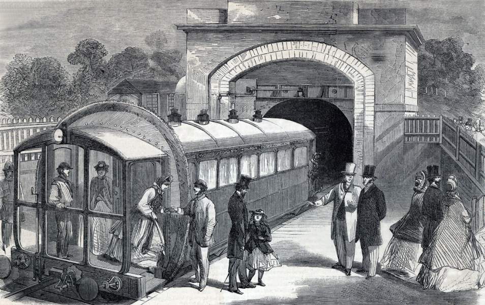 Pneumatic Railway, near Crystal Palace, London, September, 1864, artist's impression