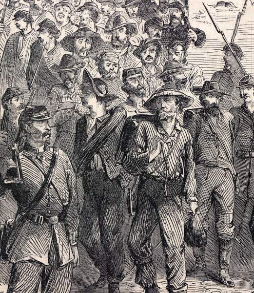 Confederate prisoners after Gettysburg, July 1863, artist's impression, detail