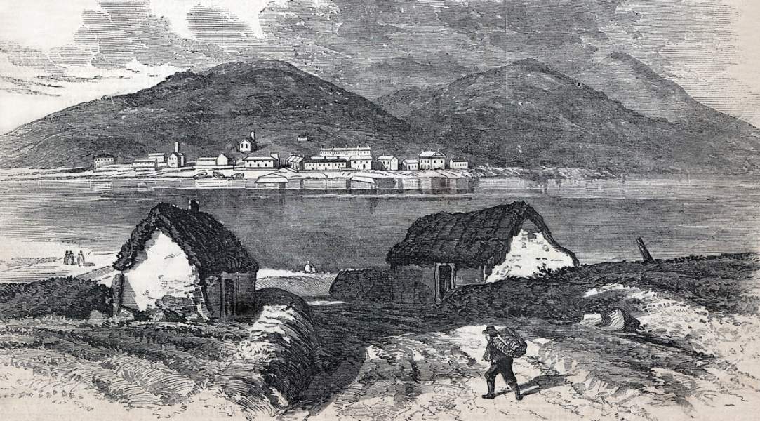 Knightstown, Ireland, terminus of the Atlantic Telegraph Cable, June 1865, artist's impression