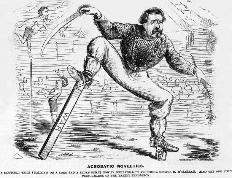 "Acrobatic Novelties," cartoon, Frank Leslie's Illustrated, October 29, 1864