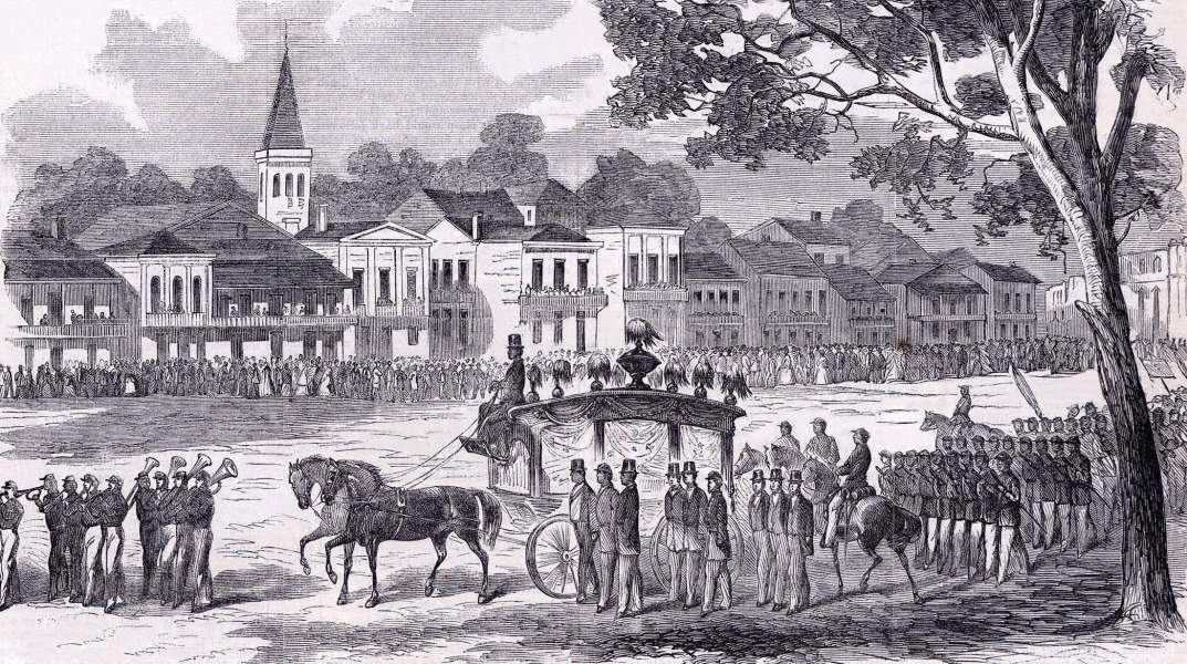 Funeral of Captain André Cailloux, New Orleans, July 29, 1863, artist's impression, zoomable image