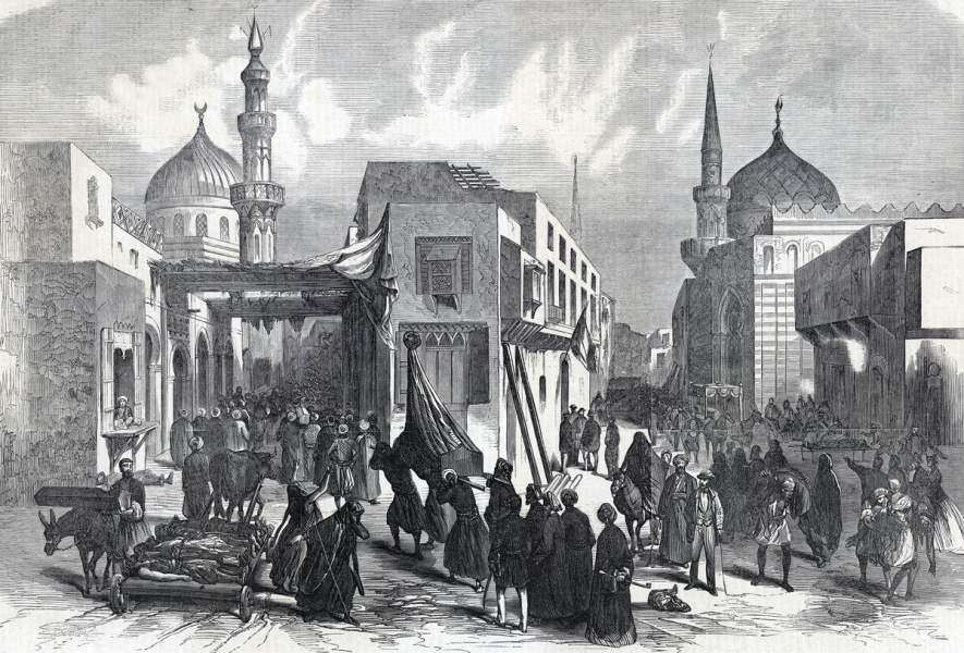 The Old Quarter, Cairo, Egypt, during the cholera epidemic of Summer 1865, artist's impression