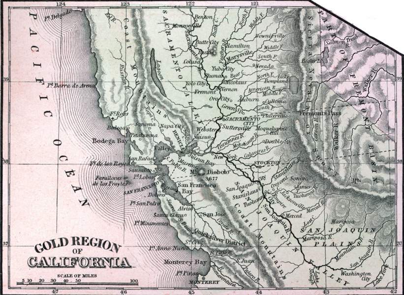 California Gold Areas, 1857