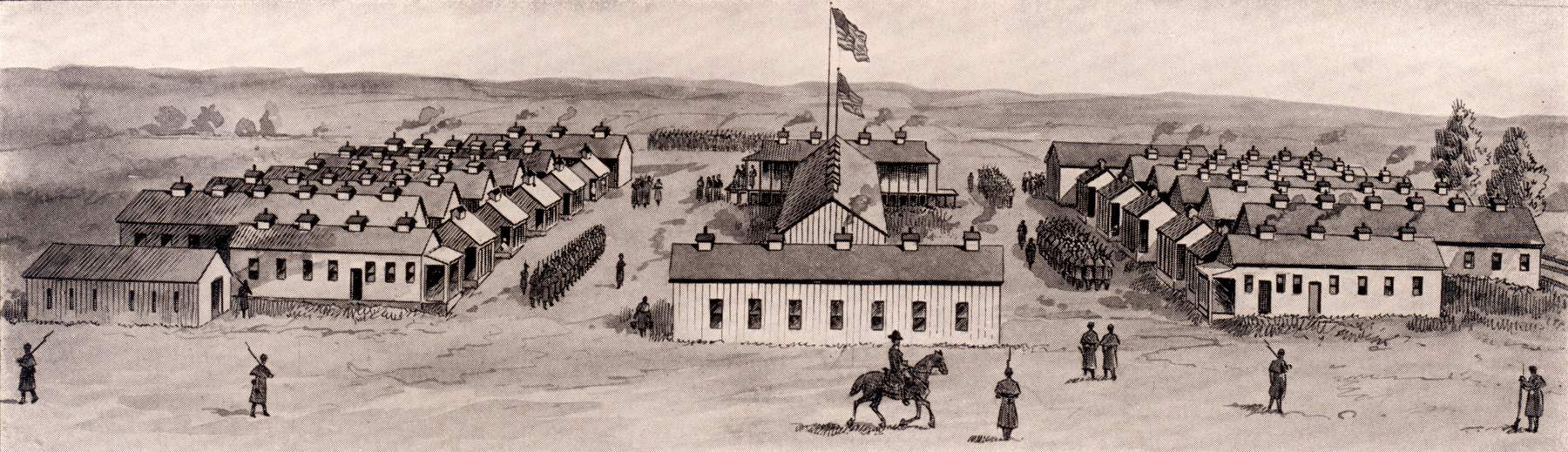 Camp William Penn, La Mott, Pennsylvania, circa 1864, engraving, zoomable