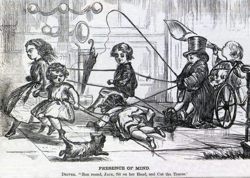 "Presence of Mind," cartoon, Harper's Weekly, April 14, 1866