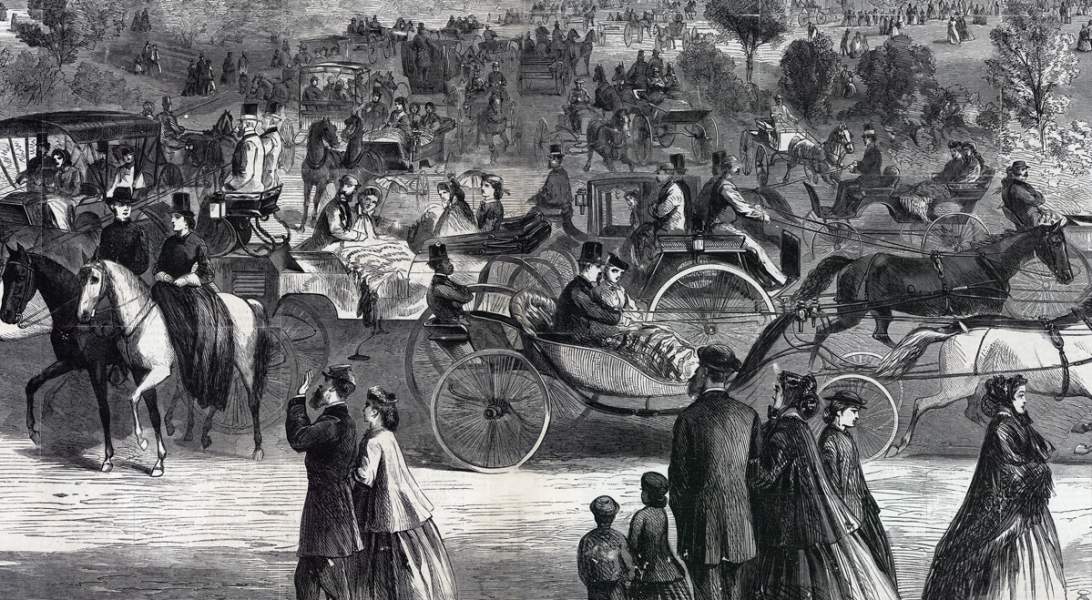 The Grand Drive, Central Park, New York City, December 1865, artist's impression, detail