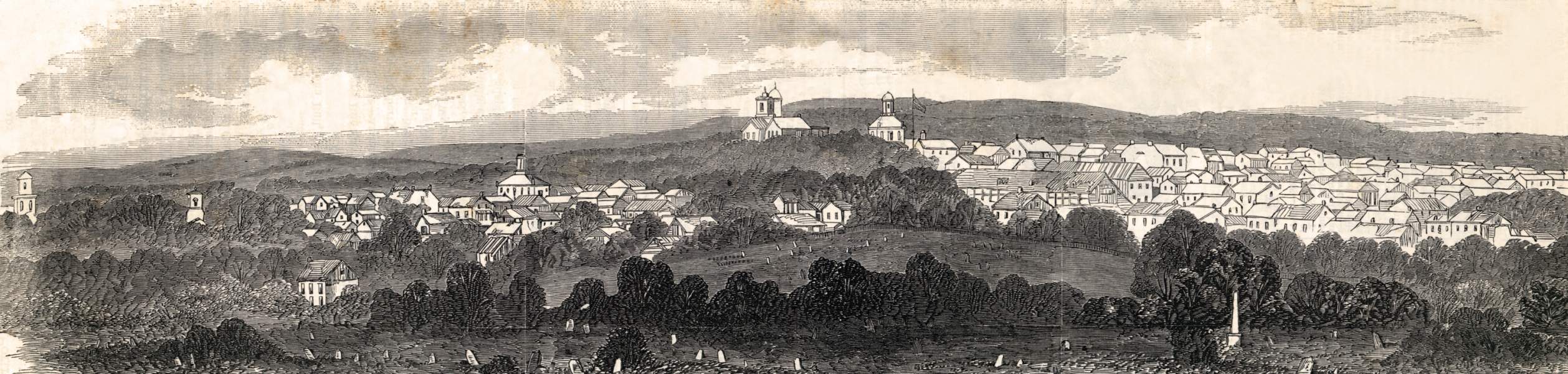 Chambersburg, Pennsylvania, June, 1863, artist's impression, zoomable image