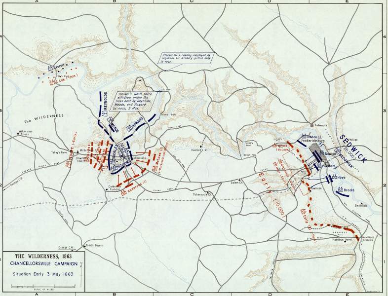 Battle of Chancellorsville, early morning of May 3, 1863,  campaign map, zoomable image