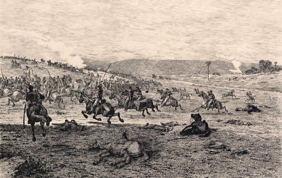 "A Cavalry Charge," Edwin Forbes, copper plate etching, 1876, zoomable image