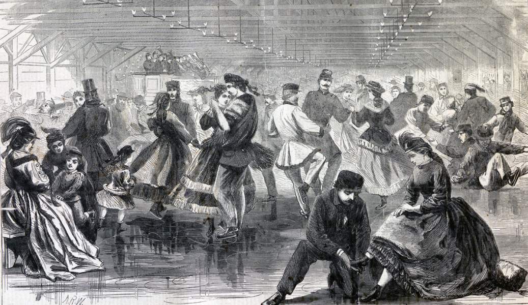The Great Skating Rink, Chicago, Illinois, January 1866, artist's impression