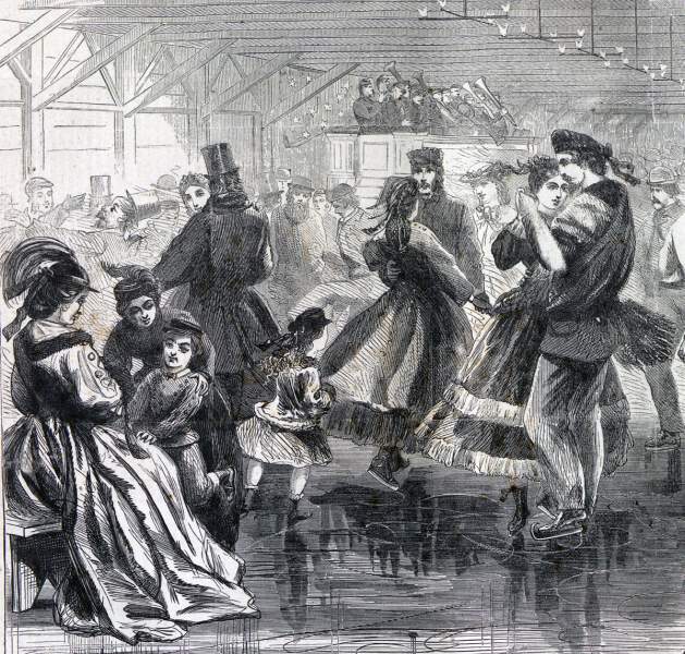 The Great Skating Rink, Chicago, Illinois, January 1866, artist's impression, detail