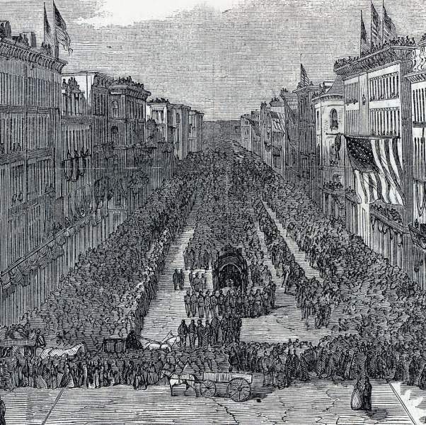 President Lincoln's Funeral Procession in Chicago, Illinois, May 1, 1865, artist's impression, further detail