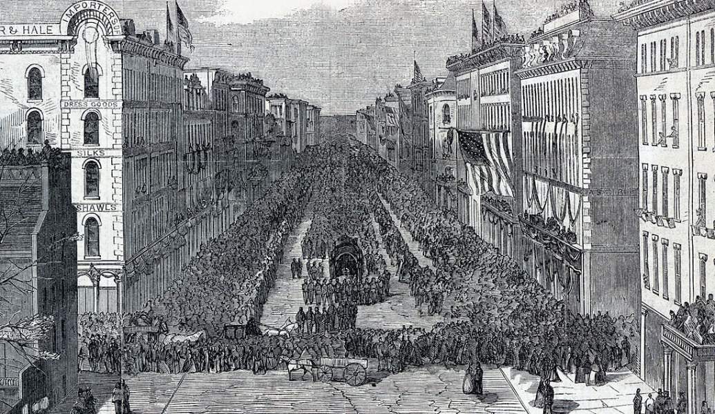 President Lincoln's Funeral Procession in Chicago, Illinois, May 1, 1865, artist's impression, detail