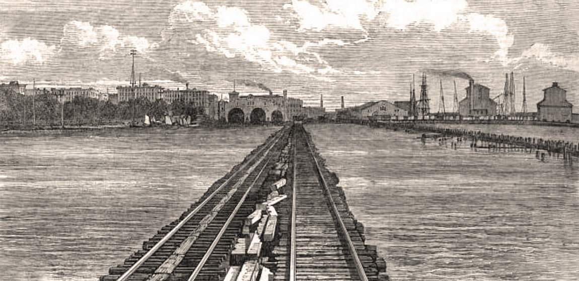 Chicago, Illinois, 1863, entering on the Michigan Central Rail Road, artist's impression