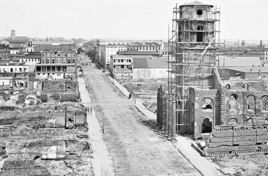 Bird's-eye view of war damage, Charleston, South Carolina, April 1865, detail