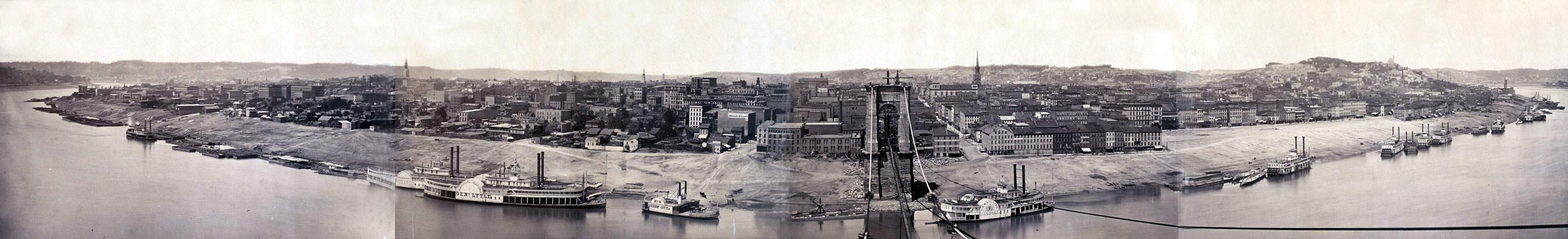 Cincinnati, Ohio, circa 1866, panoramic photograph, zoomable image