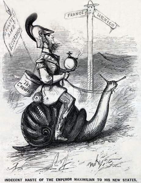 "Indecent Haste of the Emperor Maximilian to His New States," cartoon, December 19, 1863