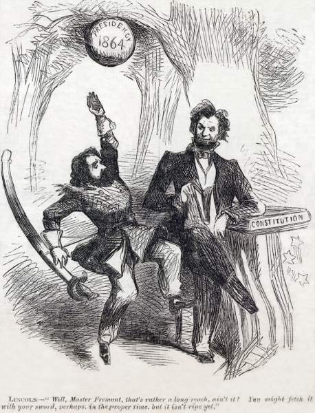 "Well, Master Fremont, that's rather a long reach, ain't it?" cartoon, October 26, 1861