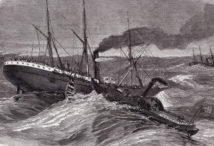 Collision at Sea, naval expeditionary force, November 2, 1861, artist's impression, detail