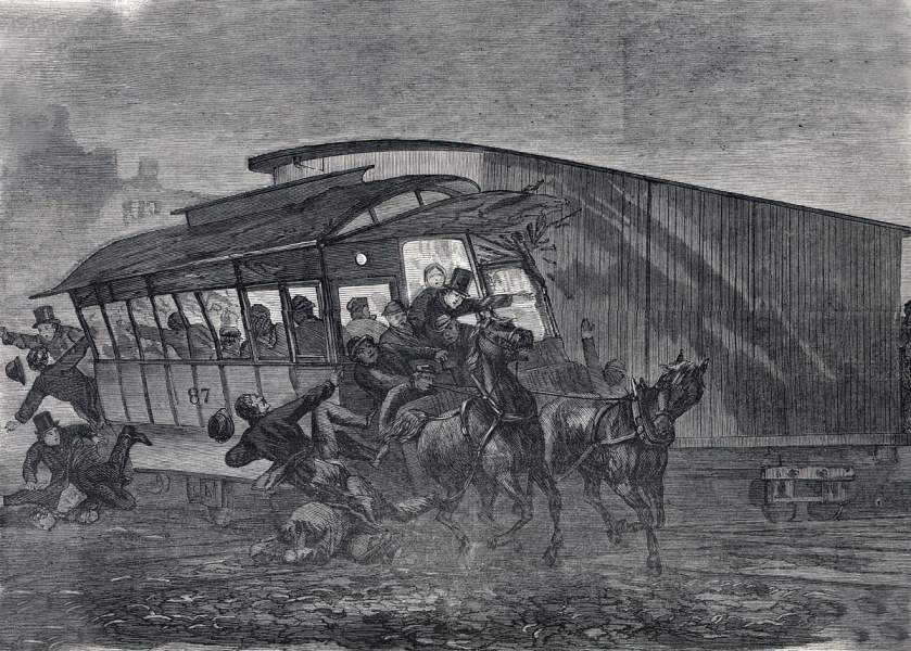 Collision on Third Avenue Railroad, New York City, December 4, 1865, artist's impression