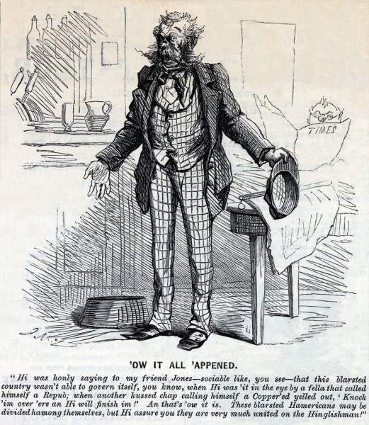 "'ow it all 'appened," cartoon, August 8, 1863