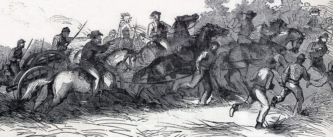 Union cavalry charge at Culpeper Courthouse, Virginia, September 13, 1863, artist's impression, detail