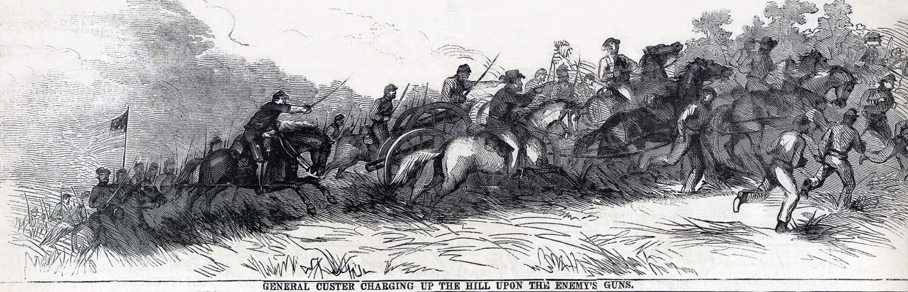 Union cavalry charge at Culpeper Courthouse, Virginia, September 13, 1863, artist's impression, zoomable image