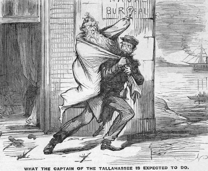 "What the Captain of the Tallahassee is Expected to do," cartoon, Frank Leslie's Illustrated, September 17, 1864