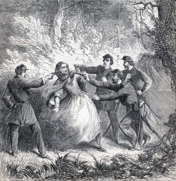 Capture of Confederate President Jefferson Davis, Irwinville, Georgia, May 10, 1865, artist's impression