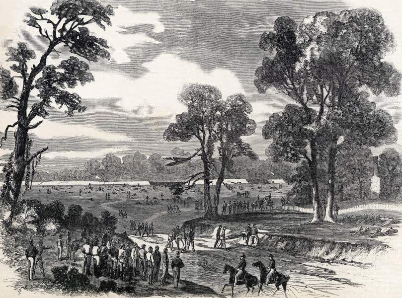 Recovering the Union casualties of failed June 14, 1863 assault on Port Hudson, Louisiana, artist's impression, zoomable image