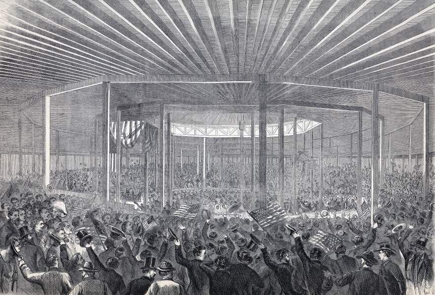 Nomination of McClellan, Democratic National Convention, Chicago, Illinois, August, 1864, artist's impression, zoomable image