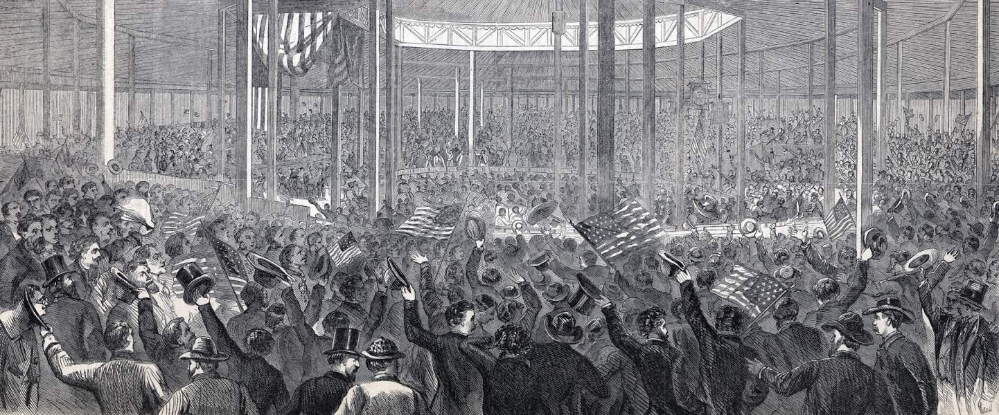 Nomination of McClellan, Democratic Convention, Chicago, Illinois, August, 1864, artist's impression, zoomable image, detail