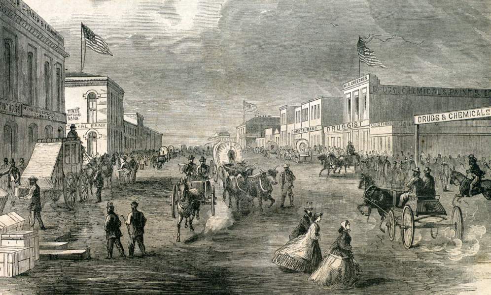 Denver, Colorado, late 1865, artist's impression, detail