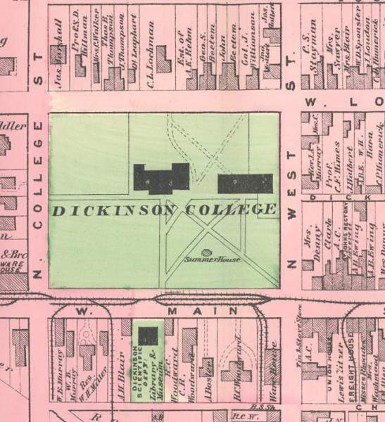 Dickinson College, 1872, map detail