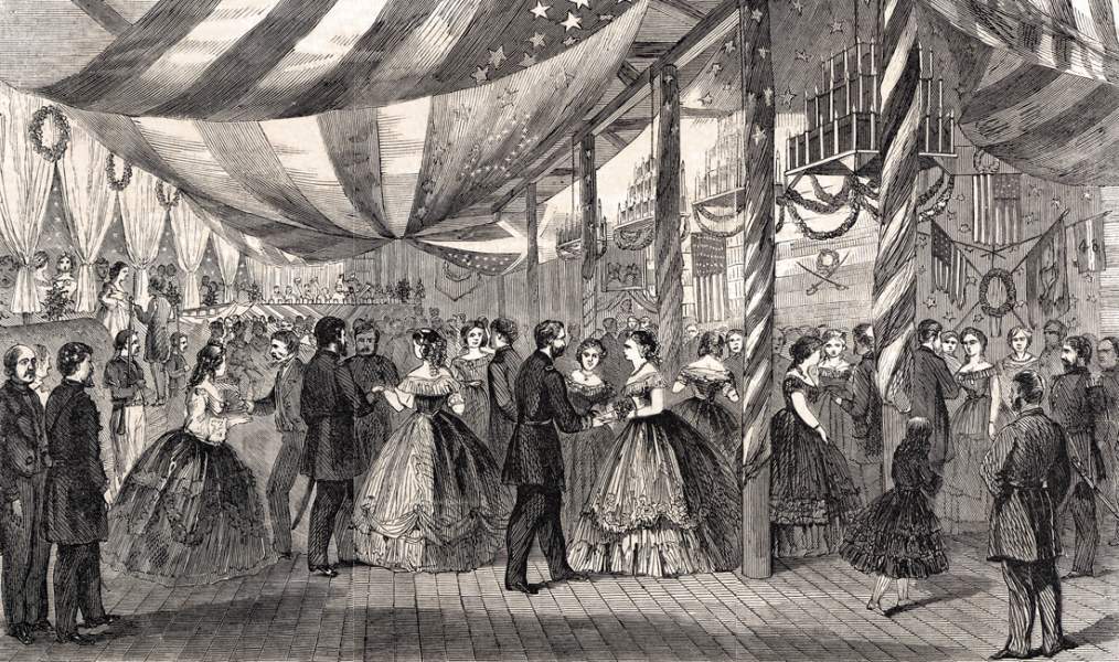 Union Army Christmas celebrations, Hilton Head, South Carolina, December 23, 1863, artist's impression.