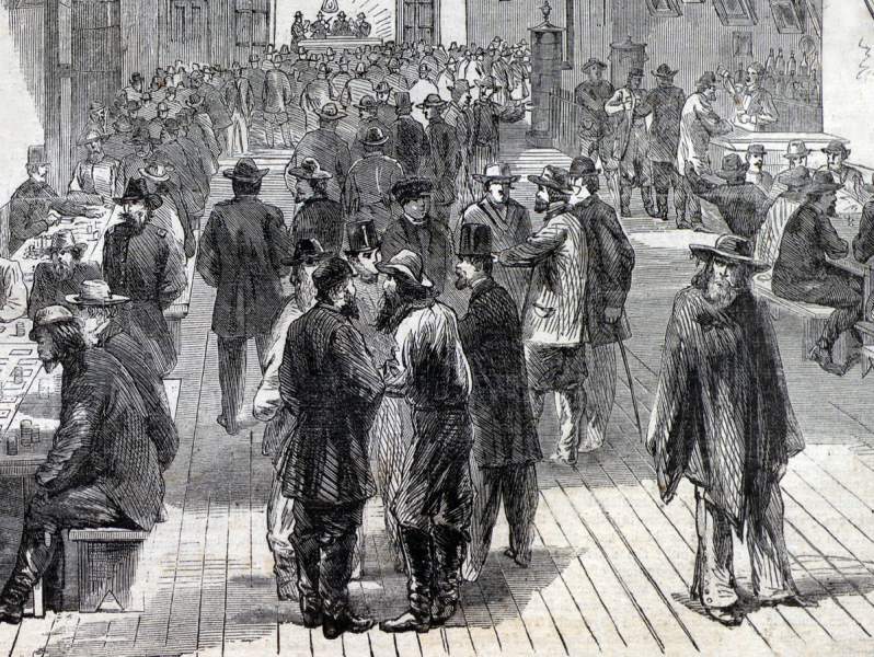 Gambling Establishment, Denver, Colorado, January 1866, artist's impression, detail