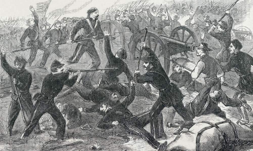 Hand to Hand Combat at Fort Donelson, Tennessee, February 1862, artist's impression, detail