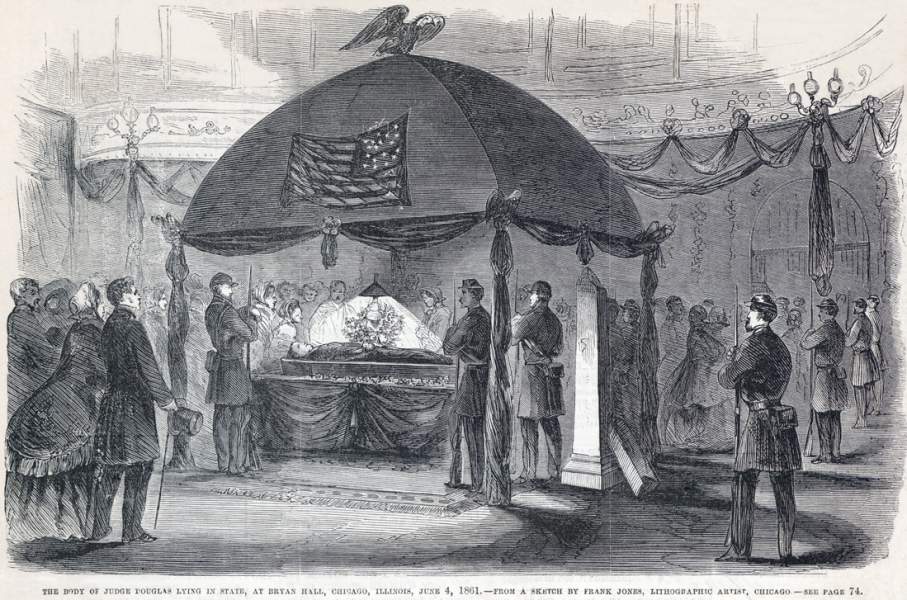 Body of Stephen Douglas lying in state, Chicago, Illinois, June 4, 1861