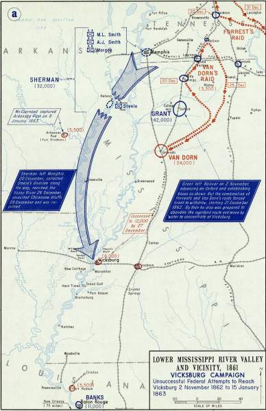 Vicksburg Campaign, December 1862 and January 1863, campaign map, zoomable image