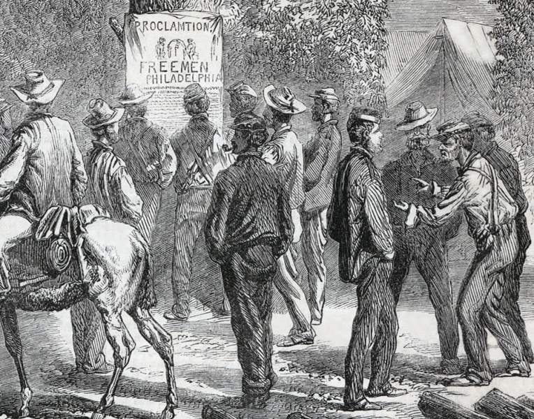 The General Election in the Union Army of the Potomac camps, Virginia, October 1864, artist's impression, further detail