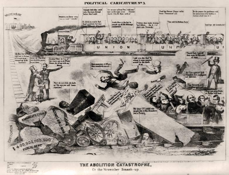 "The Abolition Catastrophe," Election of 1864, cartoon, zoomable image