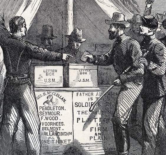 "Election Day, November 8, 1864," Thomas Nast, Harper's Weekly, November 12, 1864, more detail