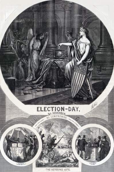 "Election Day, November 8, 1864," Thomas Nast, Harper's Weekly, November 12, 1864, zoomable image