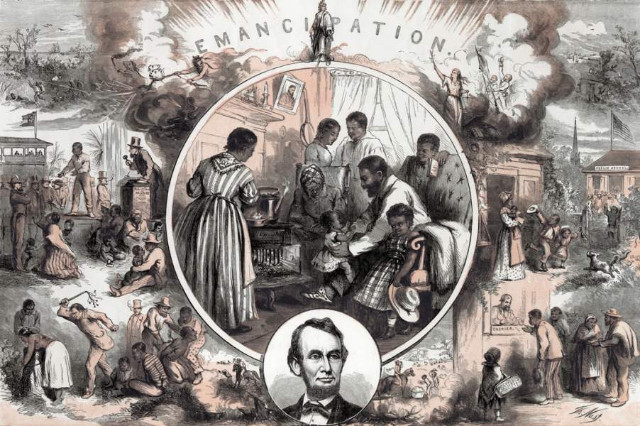 "Emancipation," Thomas Nast lithograph, circa 1865, detail