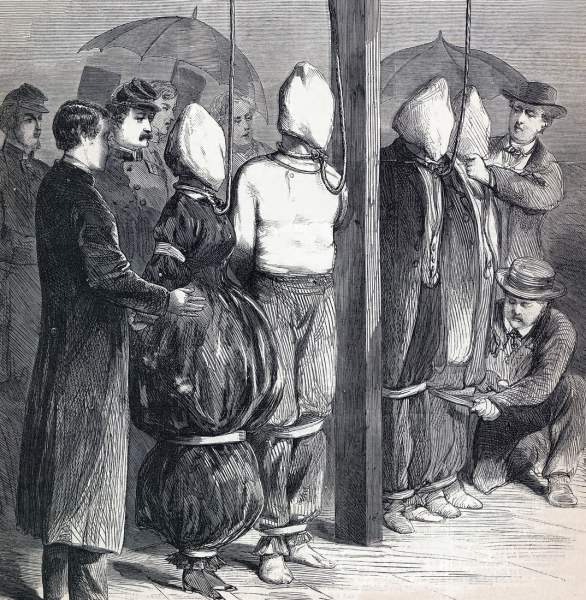 Preparing the Lincoln Conspirators for Execution, Washington D.C., July 7, 1865, artist's impression, detail