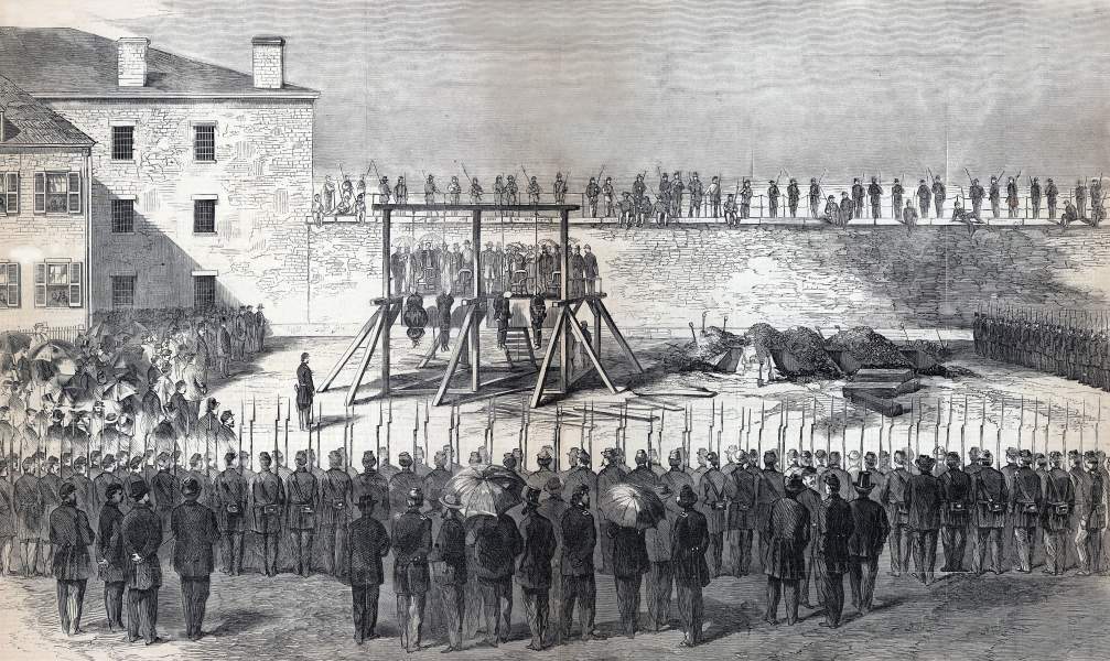 Execution of the Lincoln Assassination Conspirators, Washington D.C., July 7, 1865, artist's impression, zoomable image