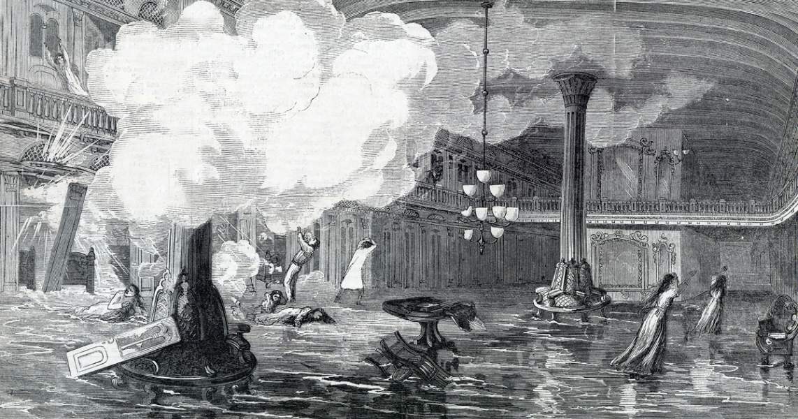 Explosion on the Hudson River Steamer "St. John," October 29, 1865, artist's impression